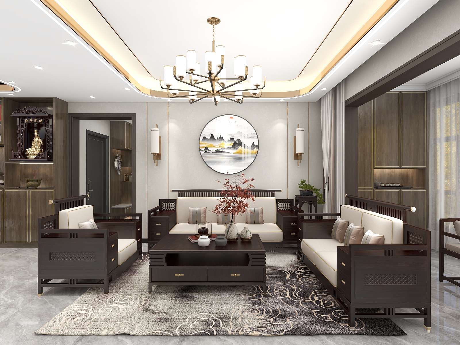 湛智华-新中式149平4房经典古朴！装修效果图