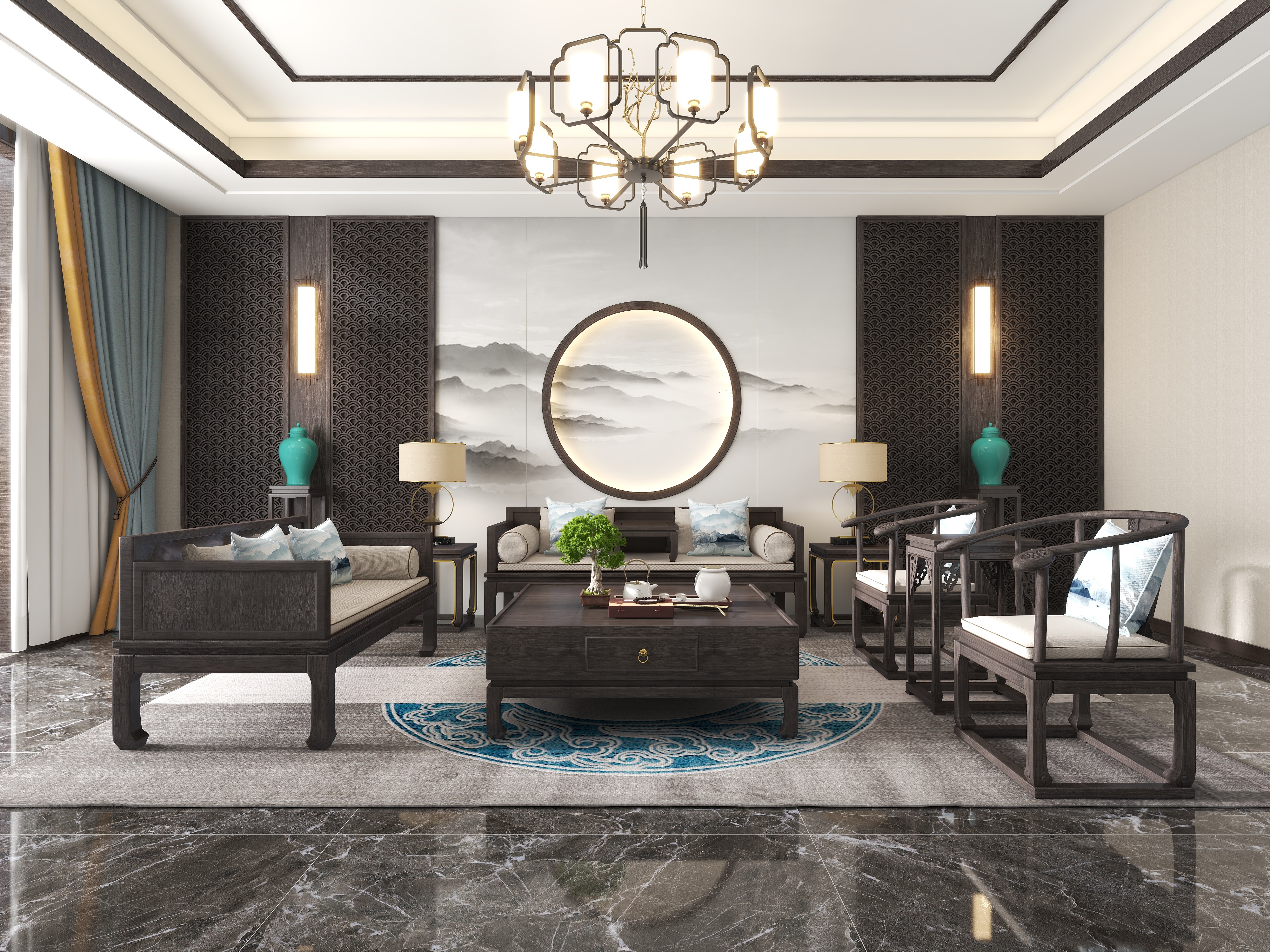 良峰许-模板副本-新中式背景墙设计-装修设计方案