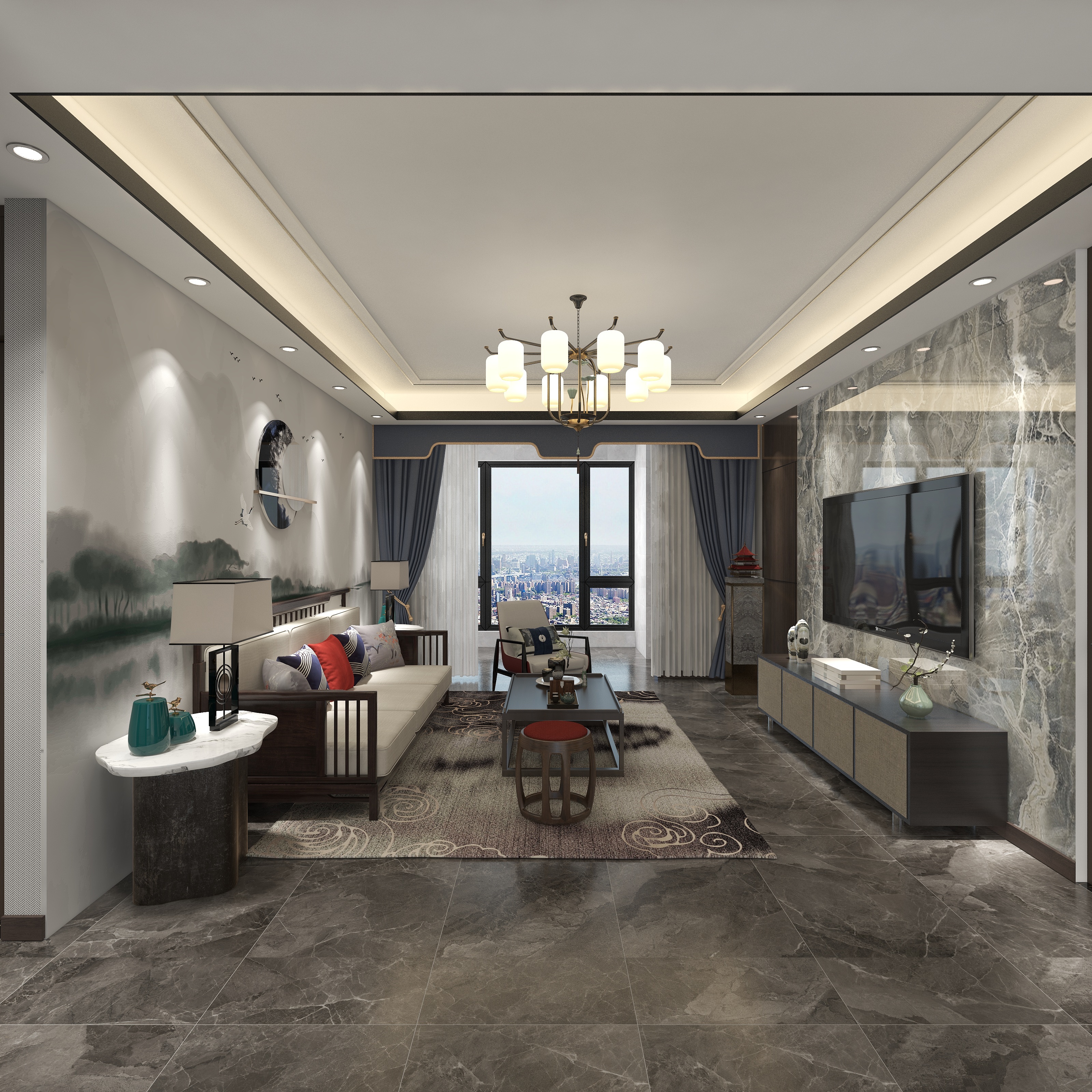 沐森设计出品-万汇城|新中洋房装修效果图