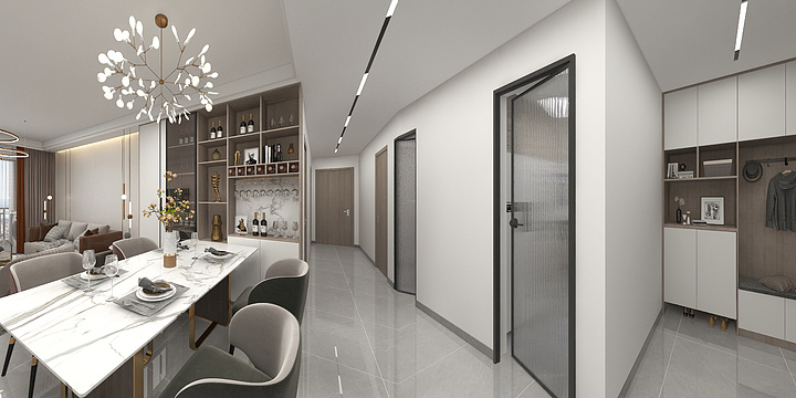 设计师-朱工-惠州-东部现代城115m²平层住宅-装修设计方案