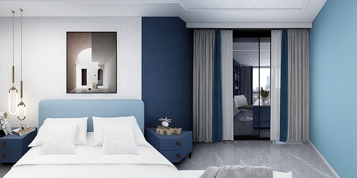 Serenfipity-金沙河畔138㎡蓝色简约-装修设计方案