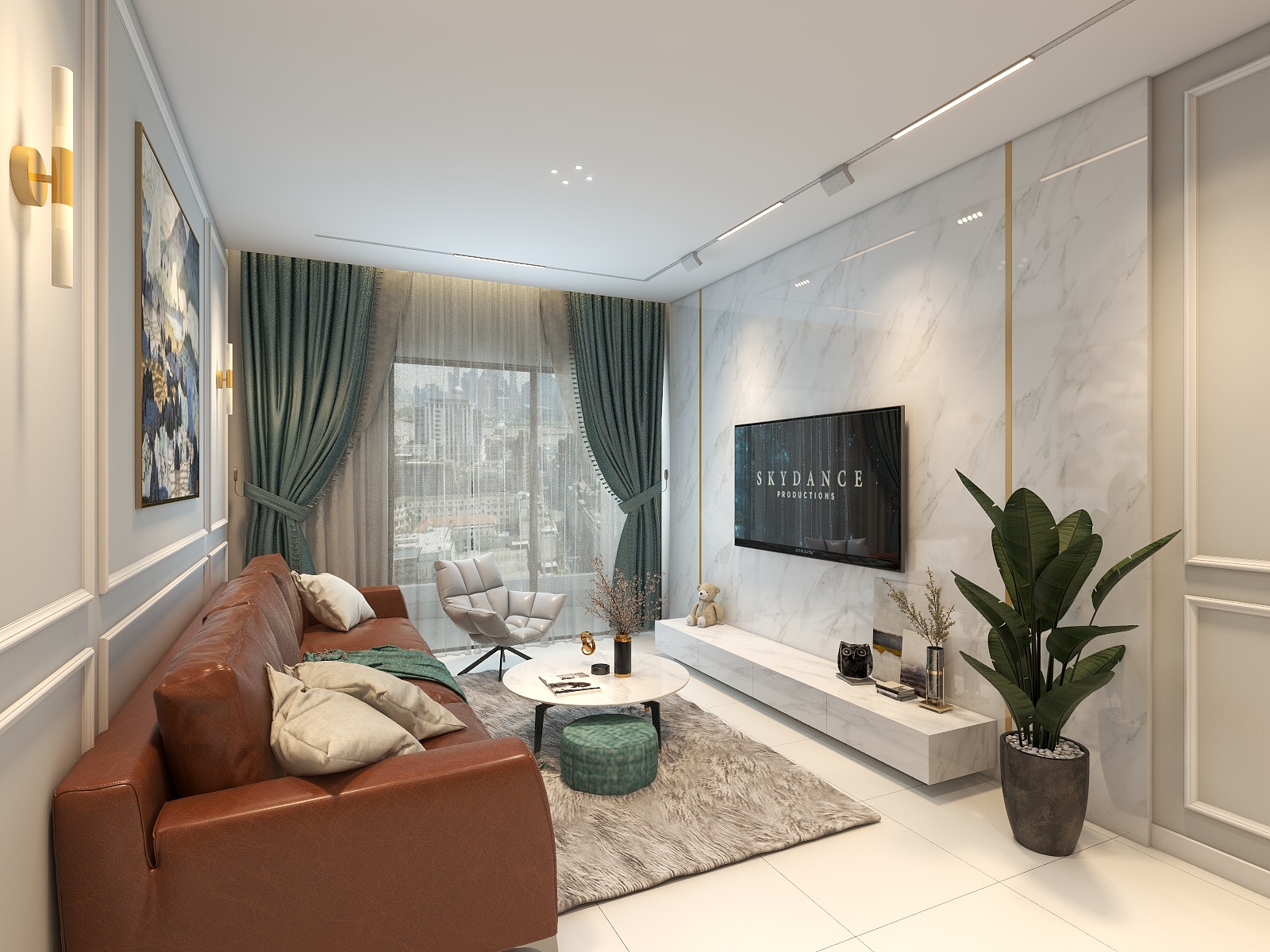 QiTianWPOa-1000平方英尺欧式公寓-装修设计方案