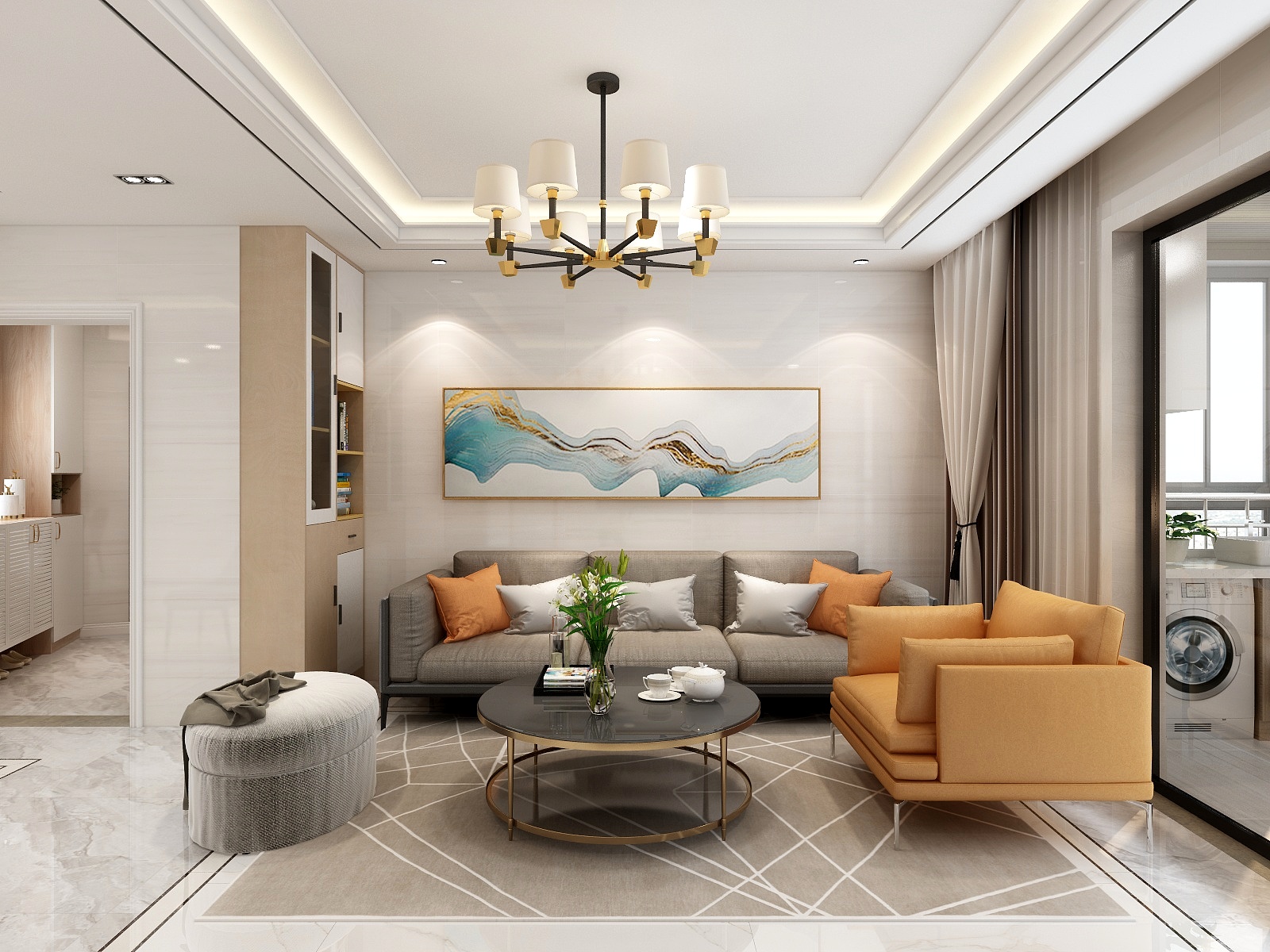 湛智华-现代简约120平3房装修效果图