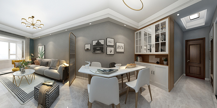 室内设计CAD-德信海德公园83.00㎡A2’3室2厅1卫1厨-装修设计方案