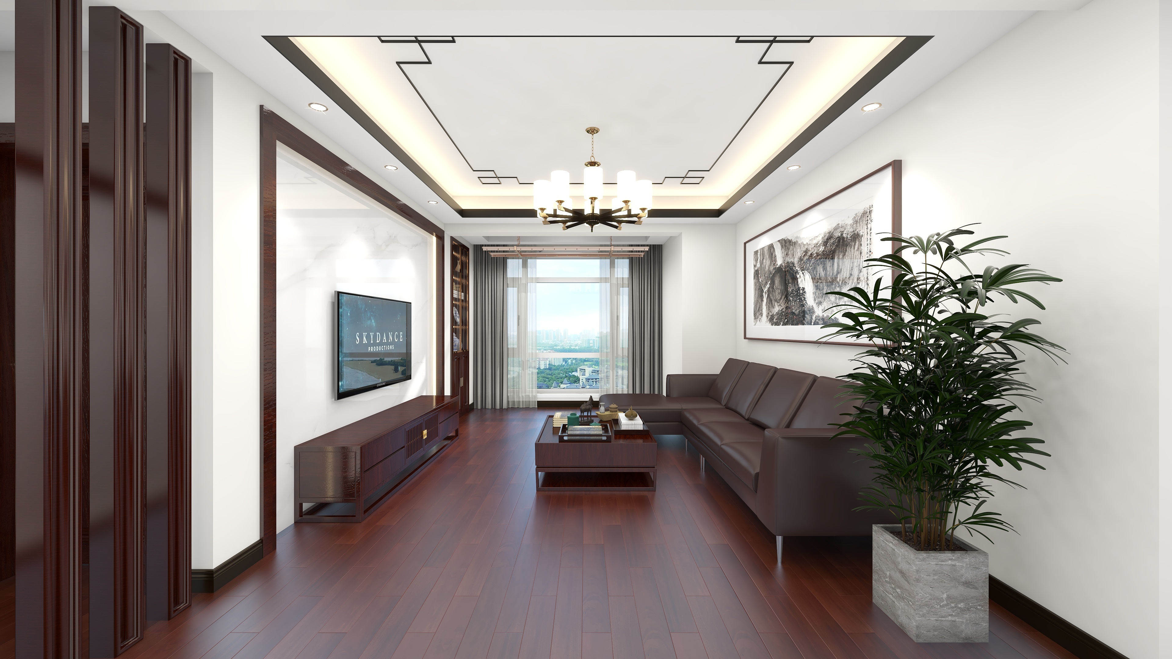 衣大路-120平3室2厅1卫-新中式装修效果图