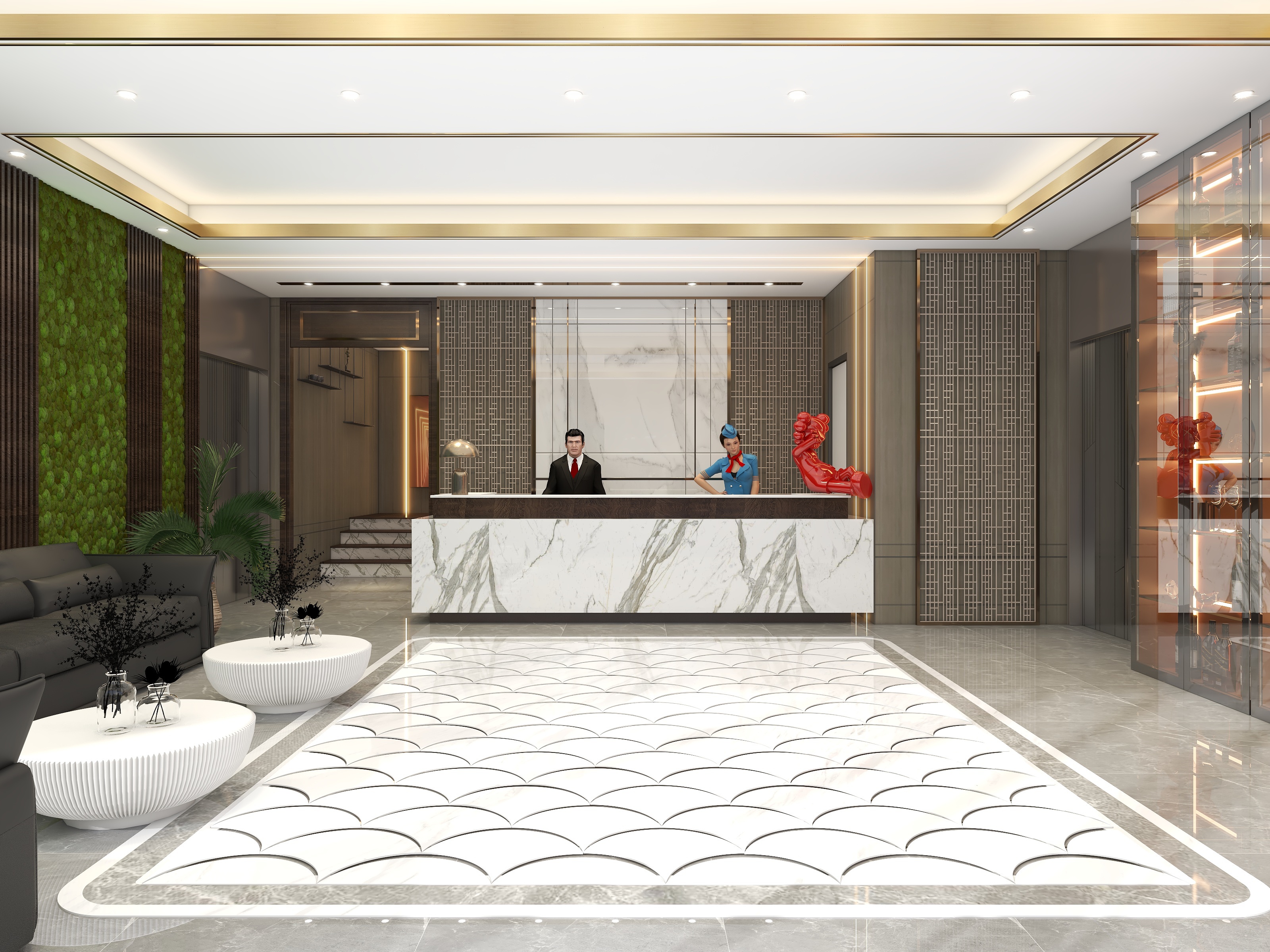 吴爽-130平米酒店KTV大厅装修效果图