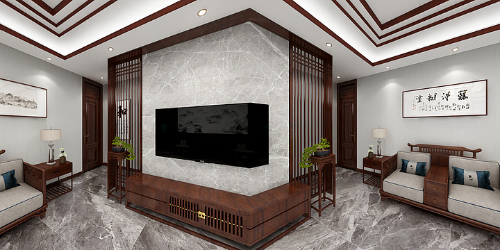 装修方案-董芳-中式中堂大厅-装修设计方案