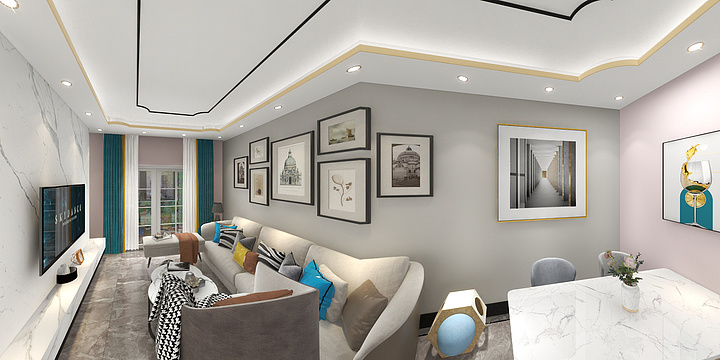 爱装修何哥-德信海德公园83.00㎡A2’3室2厅1卫1厨-装修设计方案