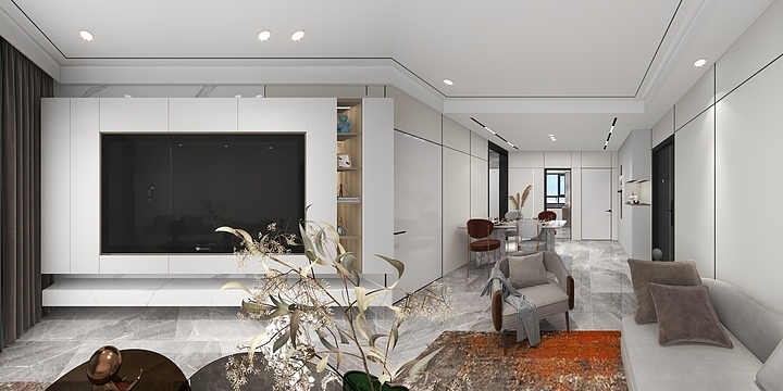 彭.全案Design-现代轻奢浅色系-装修设计方案