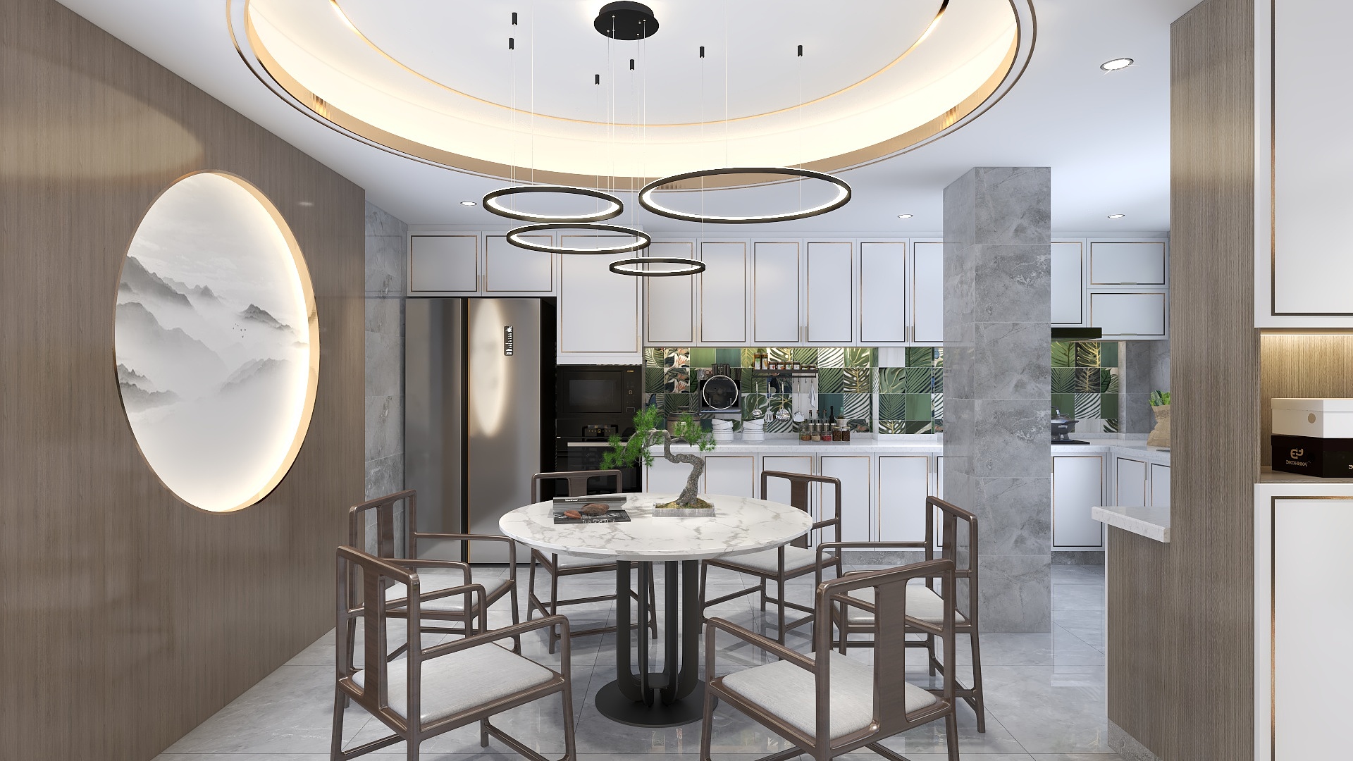 刘安明-现代简约轻奢混搭新中式-5层自建房别墅装修效果图