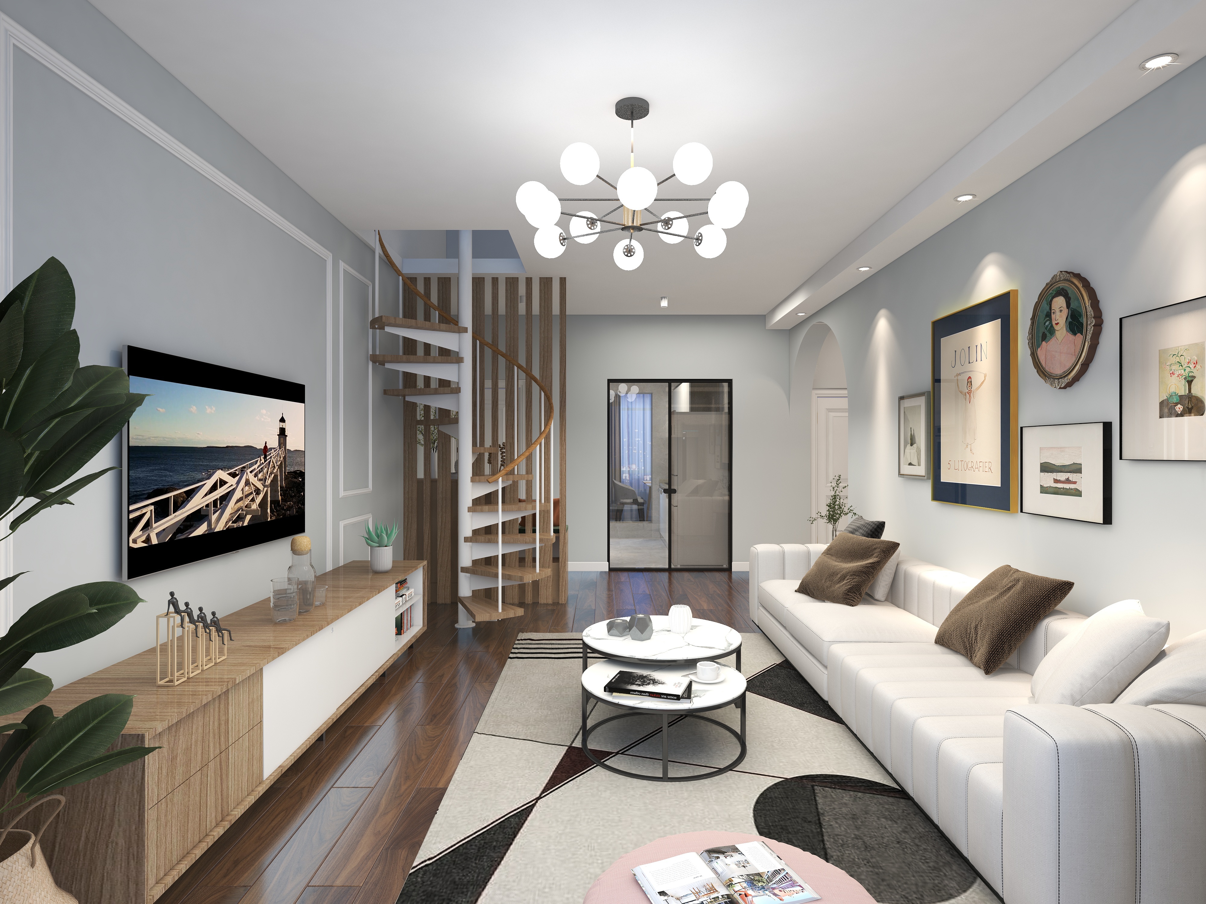 天津百变空间-瞰景园-70.5平米北欧风装修效果图