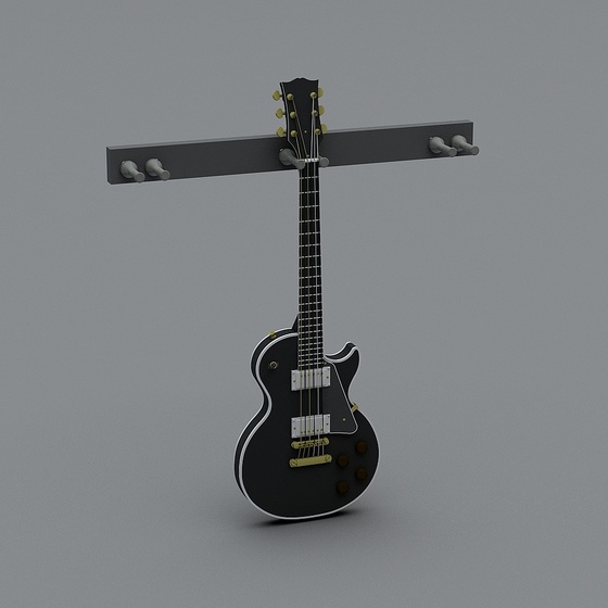 Black Guitar 3D Model for Music Displays