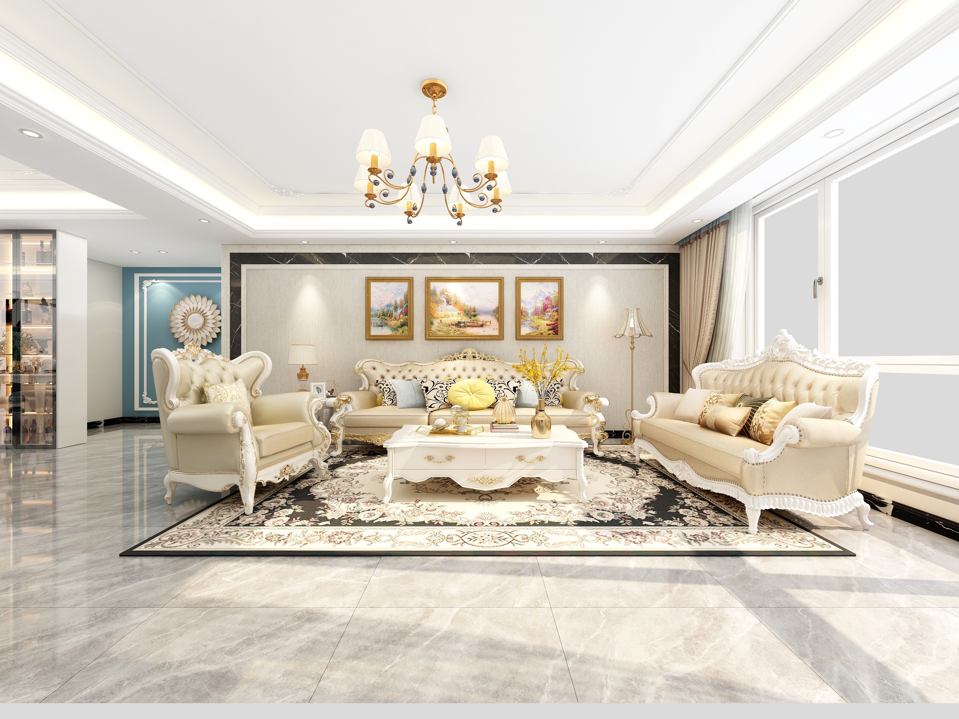 全景VIP设计-120平欧式风格装修效果图