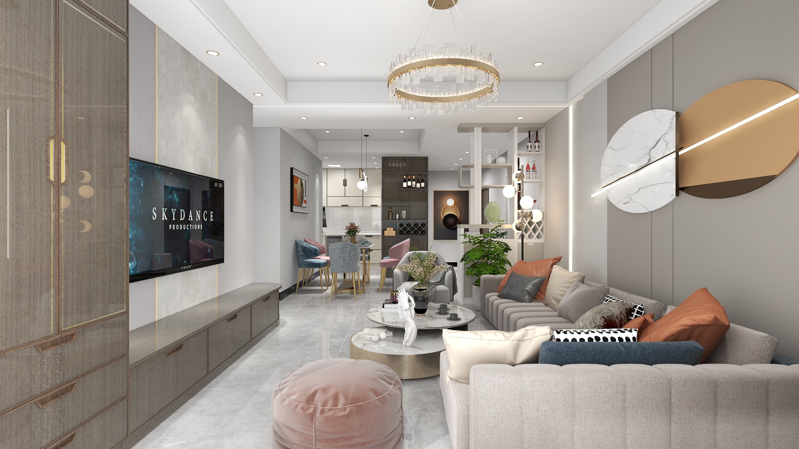 马利兴-华尔顿大厦(130平方4室2厅1厨2卫）装修效果图