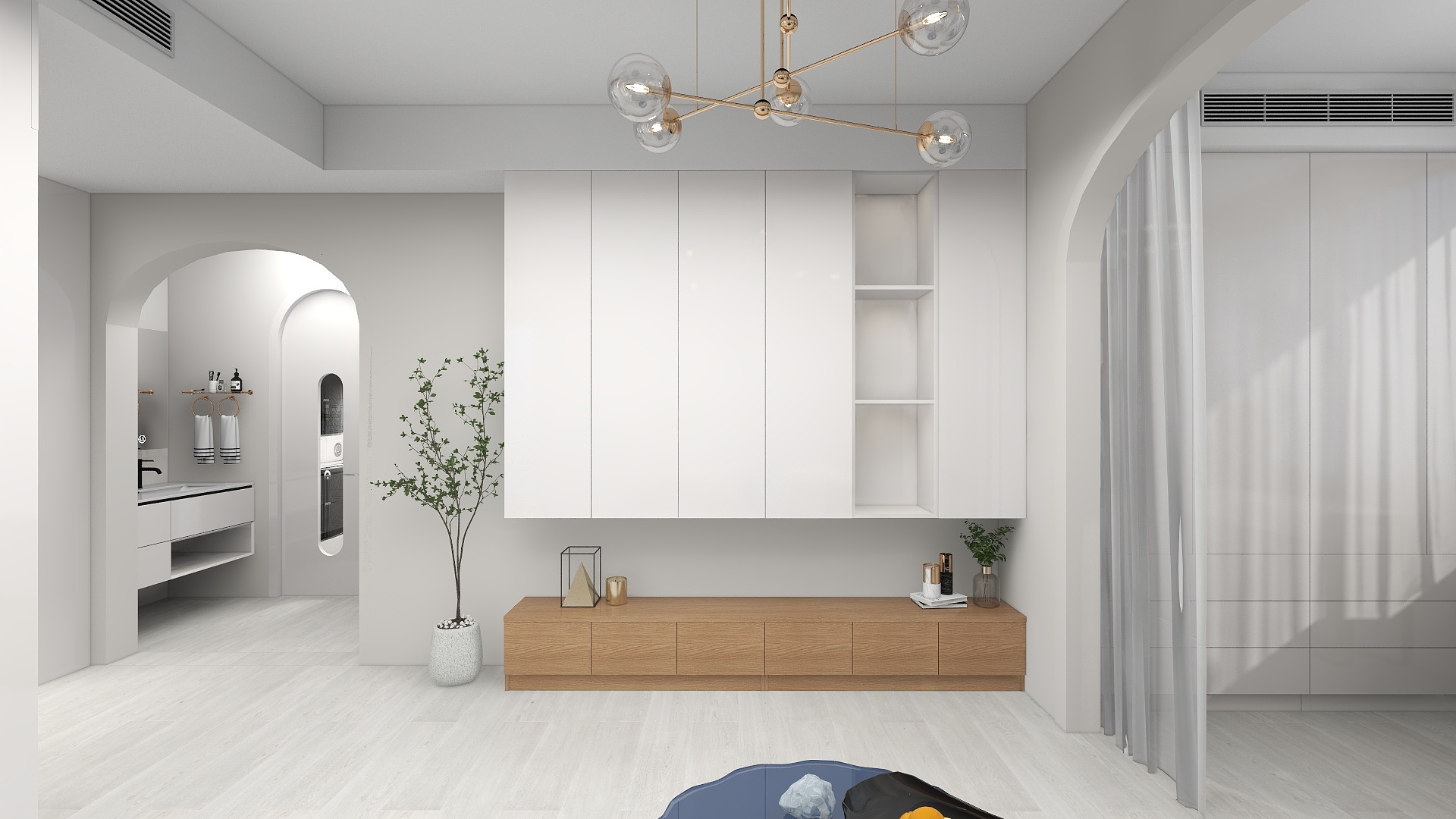 设计师言色-52平米一室爆改三室诧寂风装修效果图