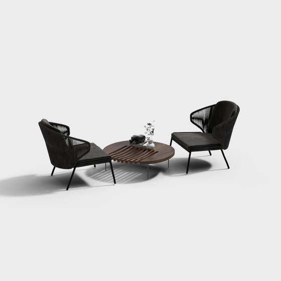 Modern Outdoor Dining Table & Chairs,Black