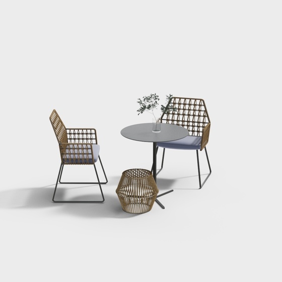 Nordic Outdoor Table and Chairs 3D Model
