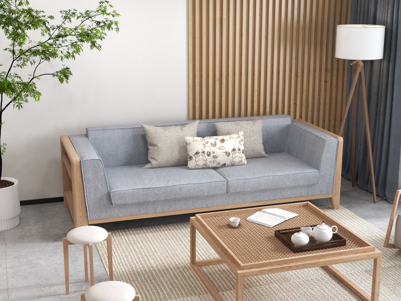Minimalist Asian Zen Living Room with Nature's Touch