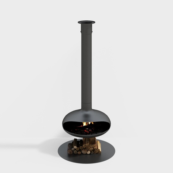 Stylish Gray Fireplace 3D Model for Cozy Interiors