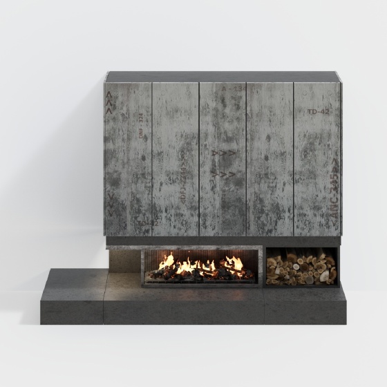 Industrial Fireplace,Fireplaces,Gray