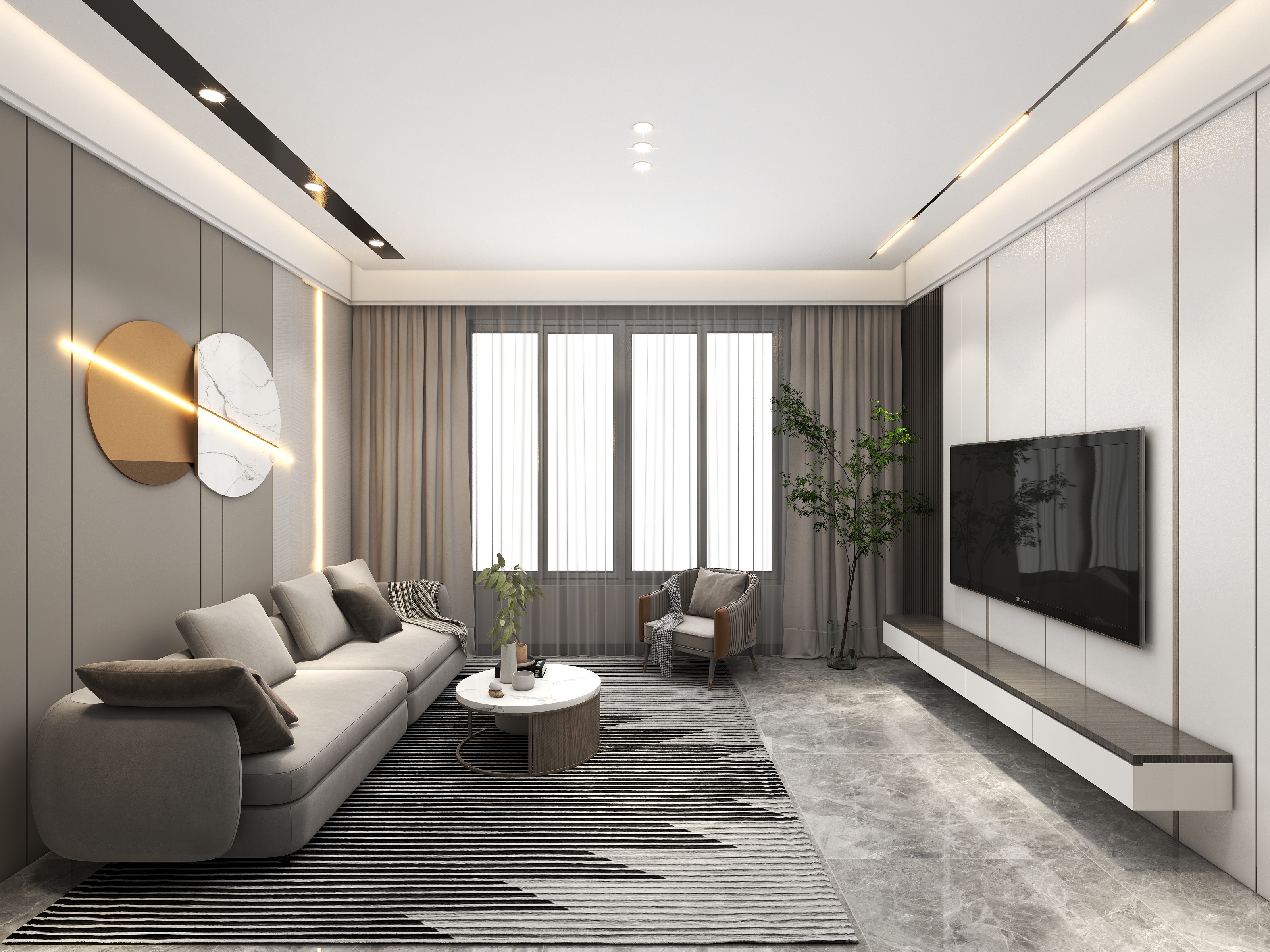 吴爽-108平米现代简约风格装修效果图