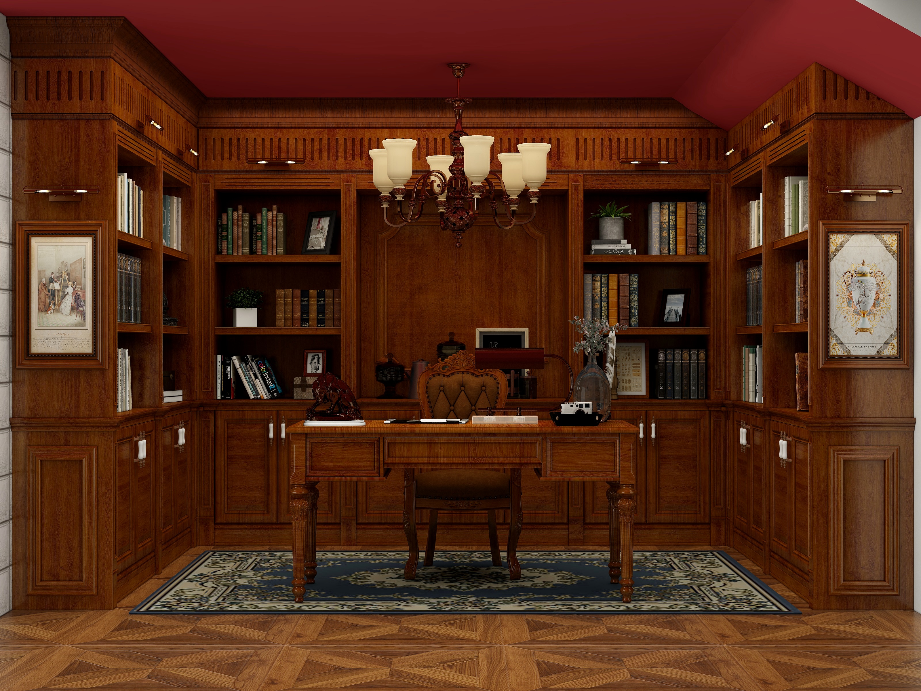 郭宏伟-正荣国领#美式书房-装修设计方案