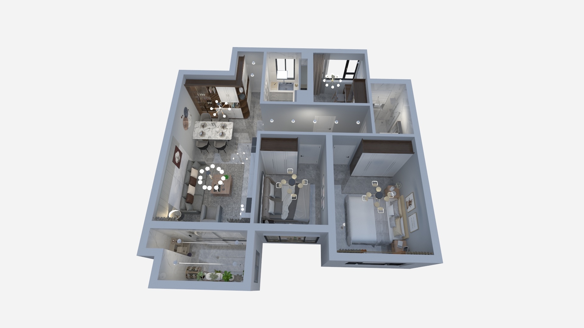 贾俊明-德信海德公园83.00㎡A2’3室2厅1卫1厨-装修设计方案