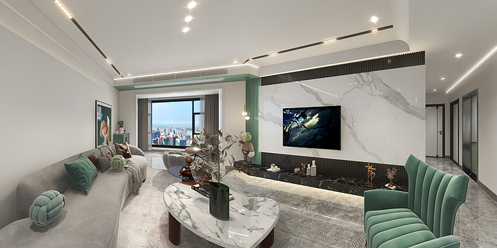 BLK全屋定制-《沁绿》148㎡三居-现代风格-装修设计方案