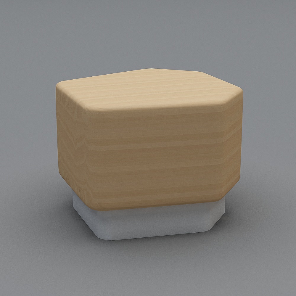 玻璃钢浅木纹+白色六边形座椅3D模型
