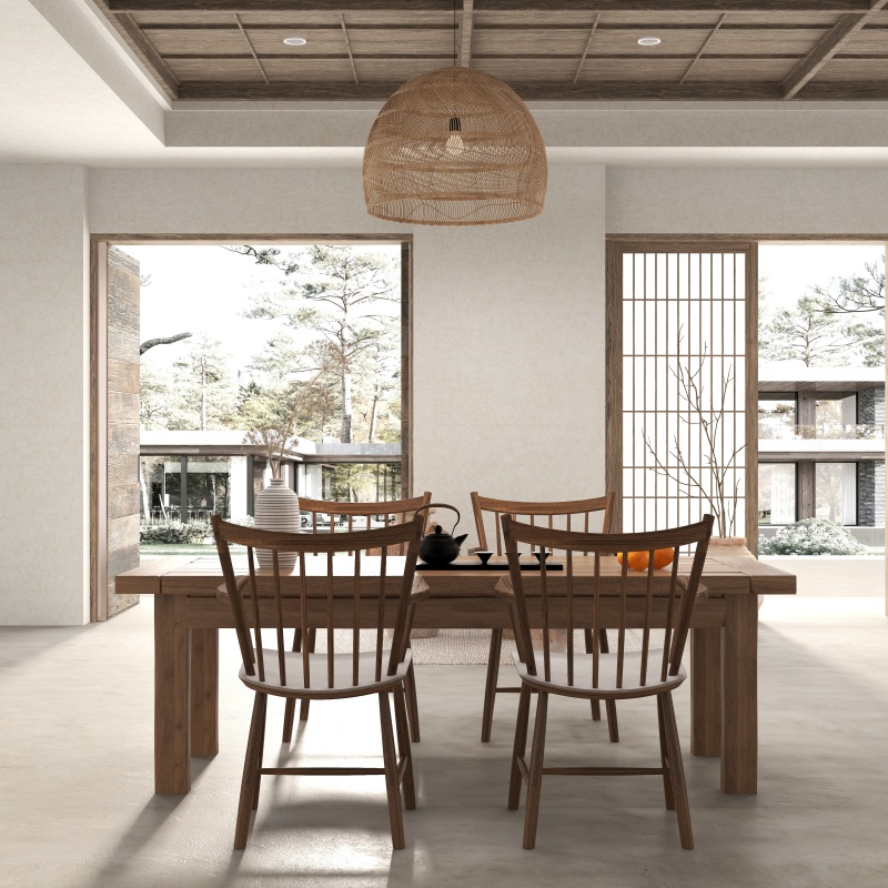 Zen Dining Room with Wooden Grates