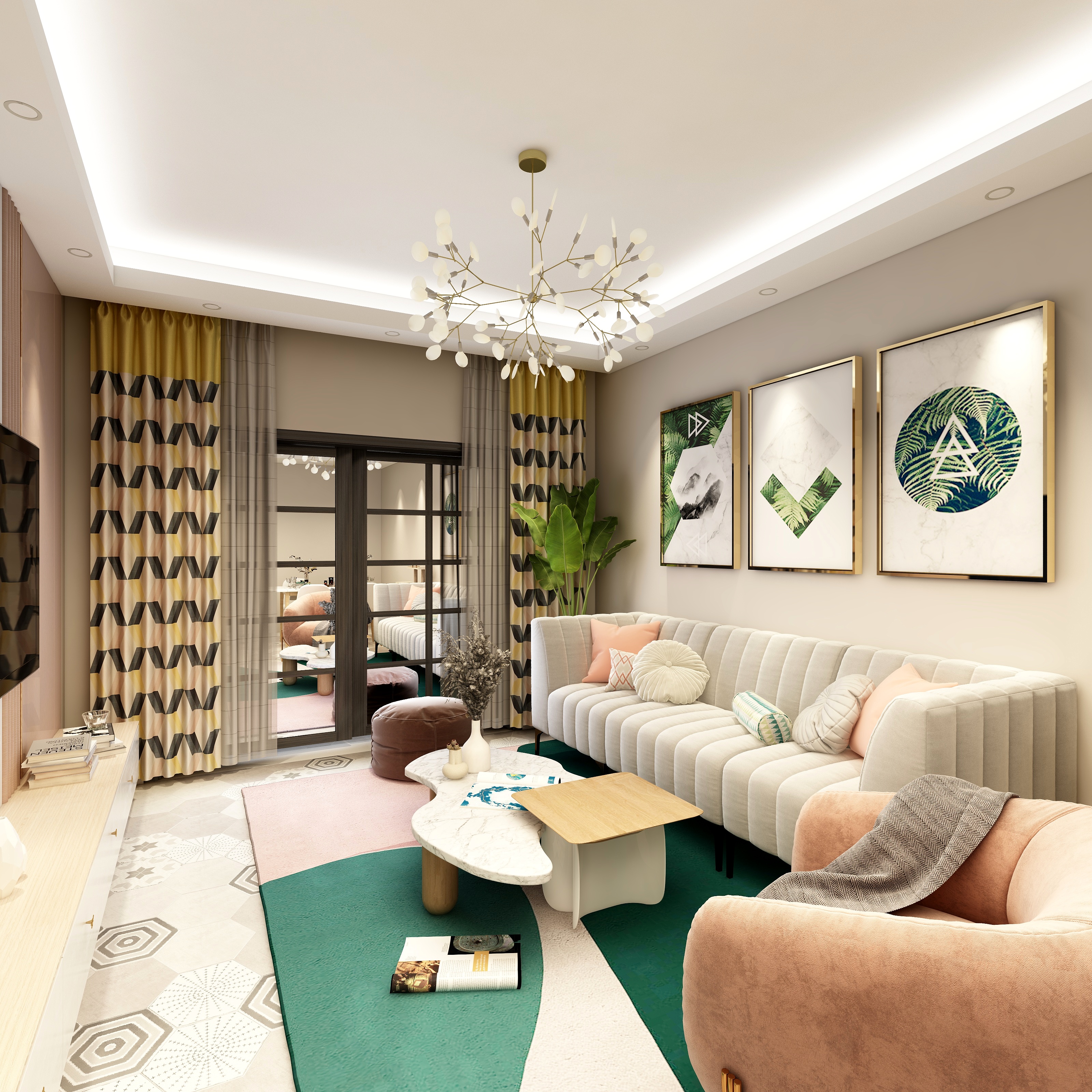 舞动腾跃-德信海德公园83.00㎡A2’3室2厅1卫1厨-装修设计方案