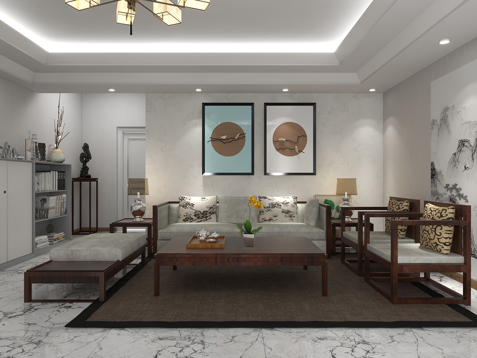 瑾瑜·墨渊-新中式新苑东区-105㎡1室装修效果图