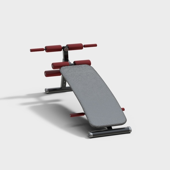 Modern Fitness Equipment Sit-Ups 3D Model in Gray
