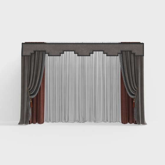 Art Deco Curtains,Gray