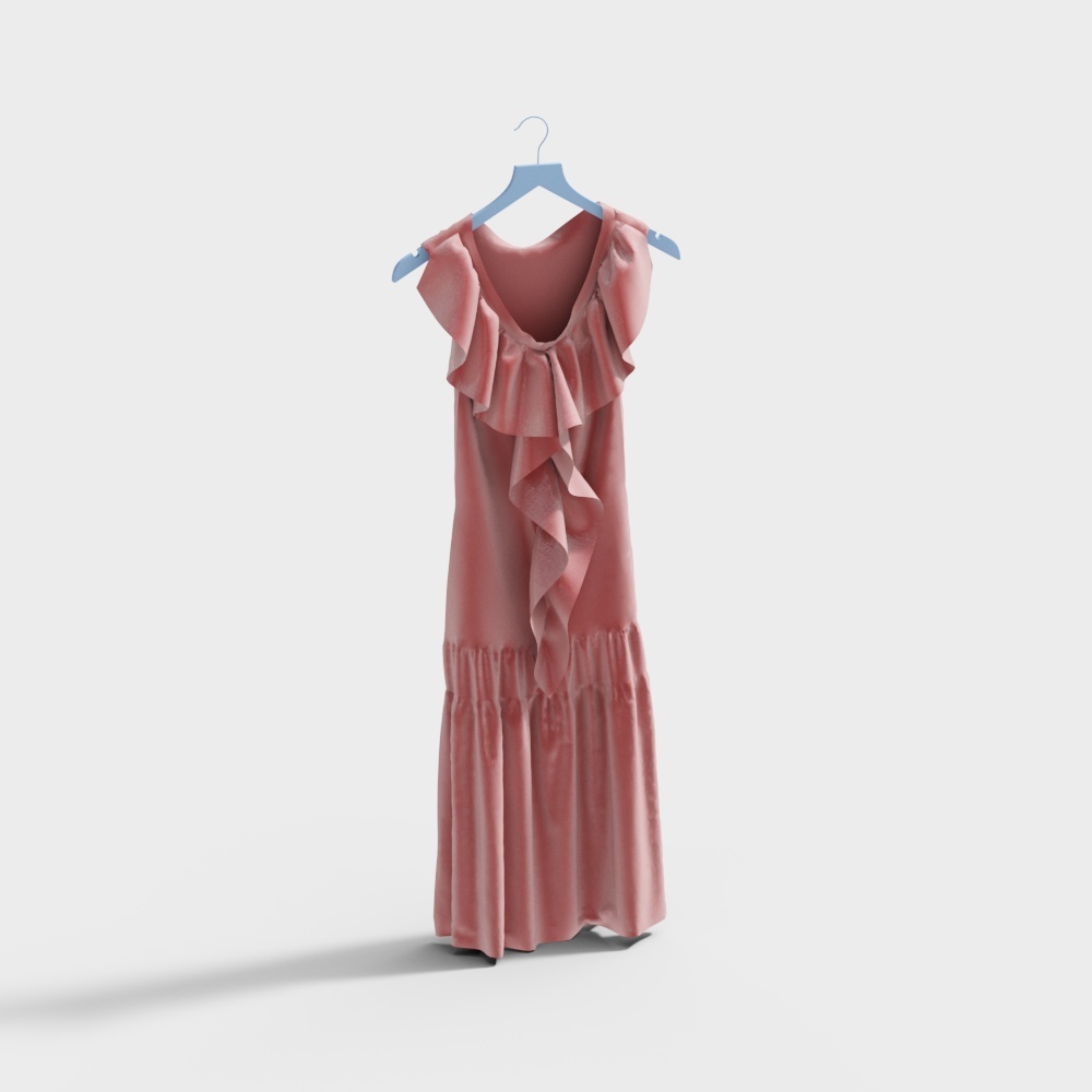 现代衣服-红色女裙子3D模型