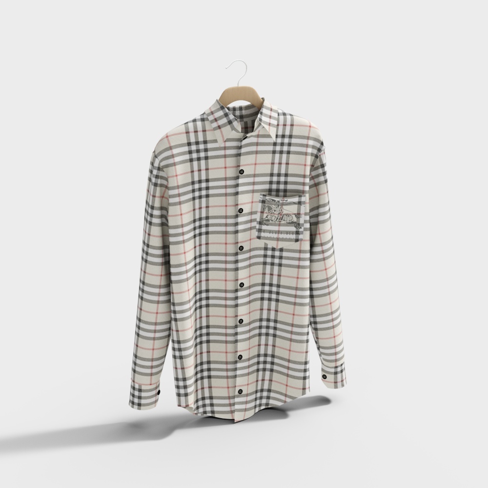现代衣服-男士格子衬衫3D模型
