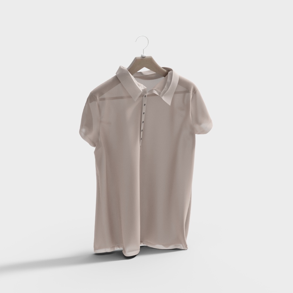 现代衣服-男士翻领短袖3D模型