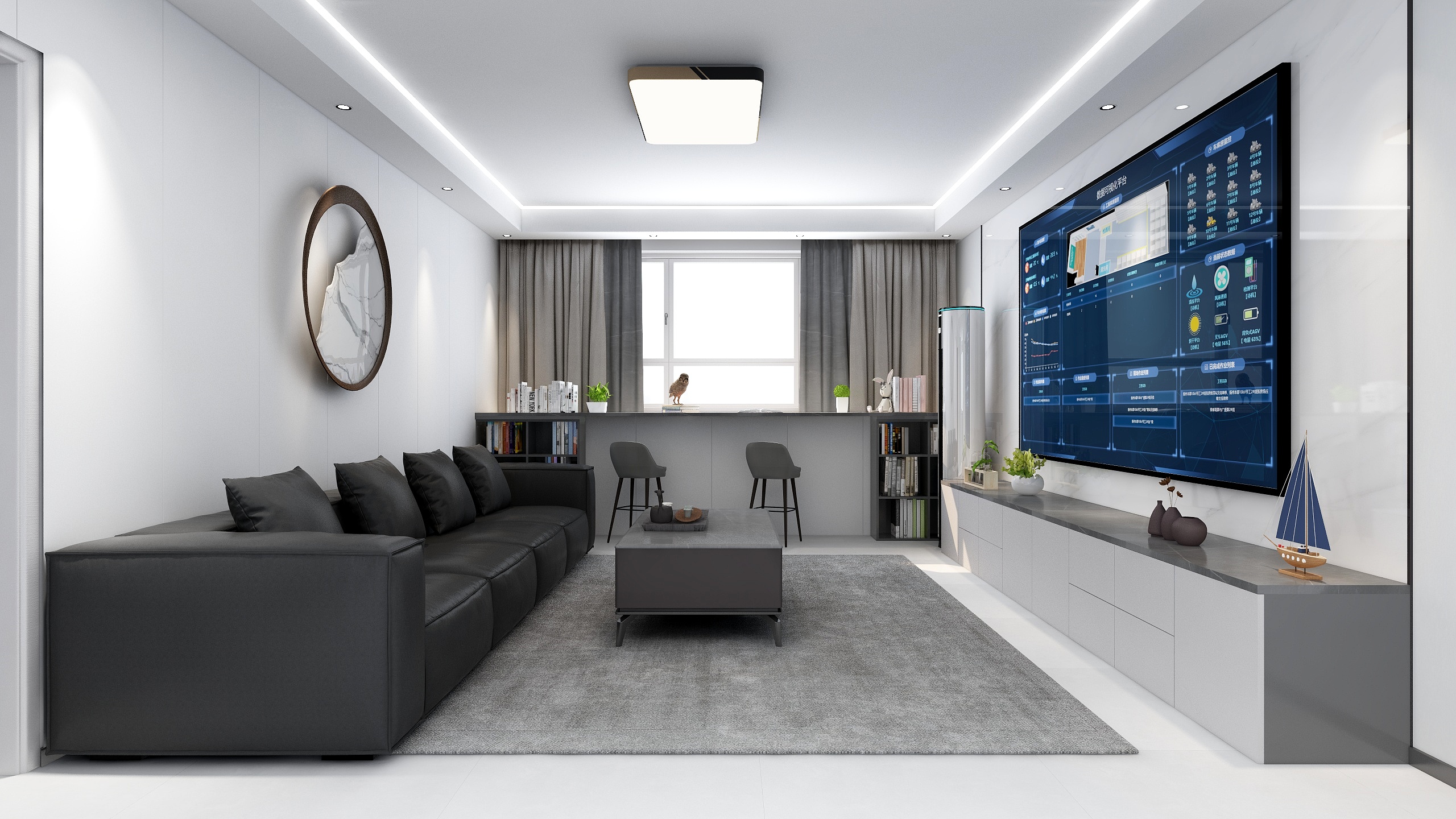 Frank乌卡卡-桃李春风-现代黑白灰装修效果图