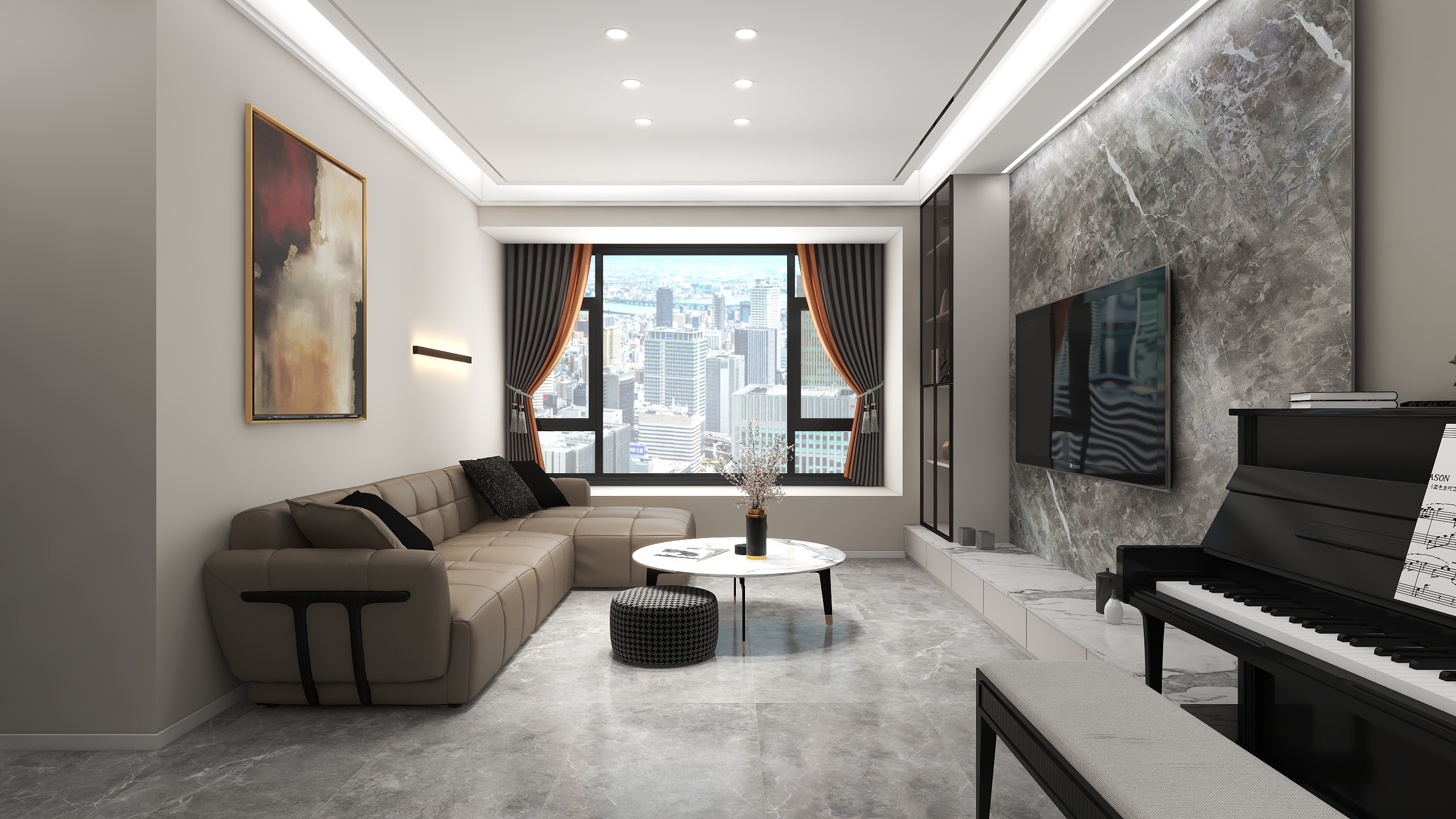 郭涛-【轻奢】大两居现代风装修效果图