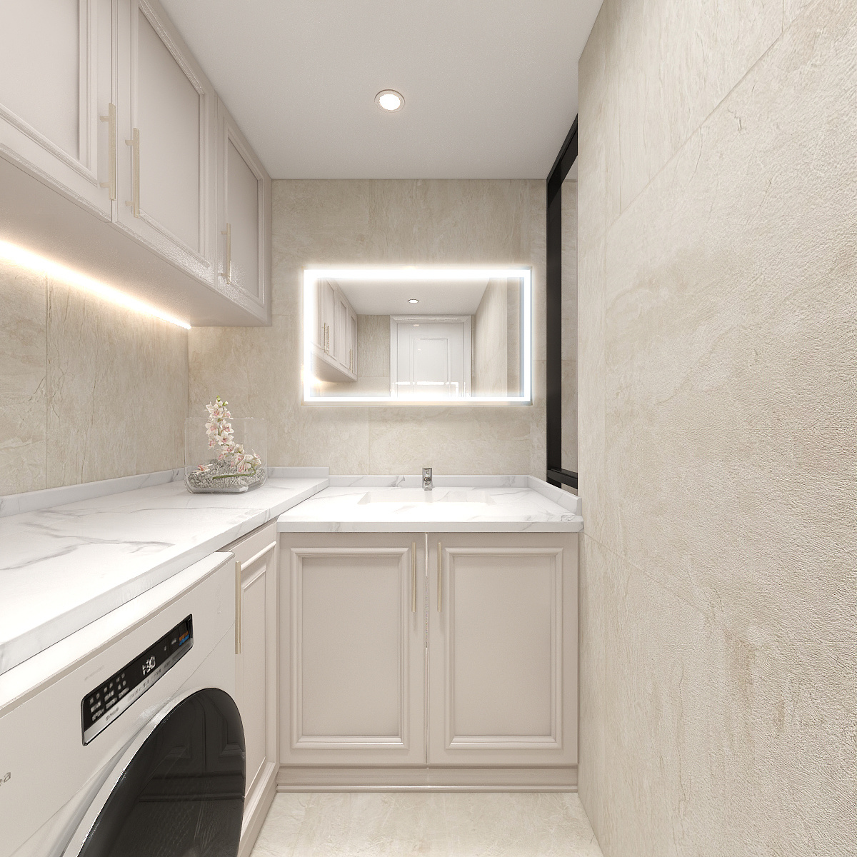 陈辉-300平方现代美式别墅地下第一层家政间装修效果图第3张