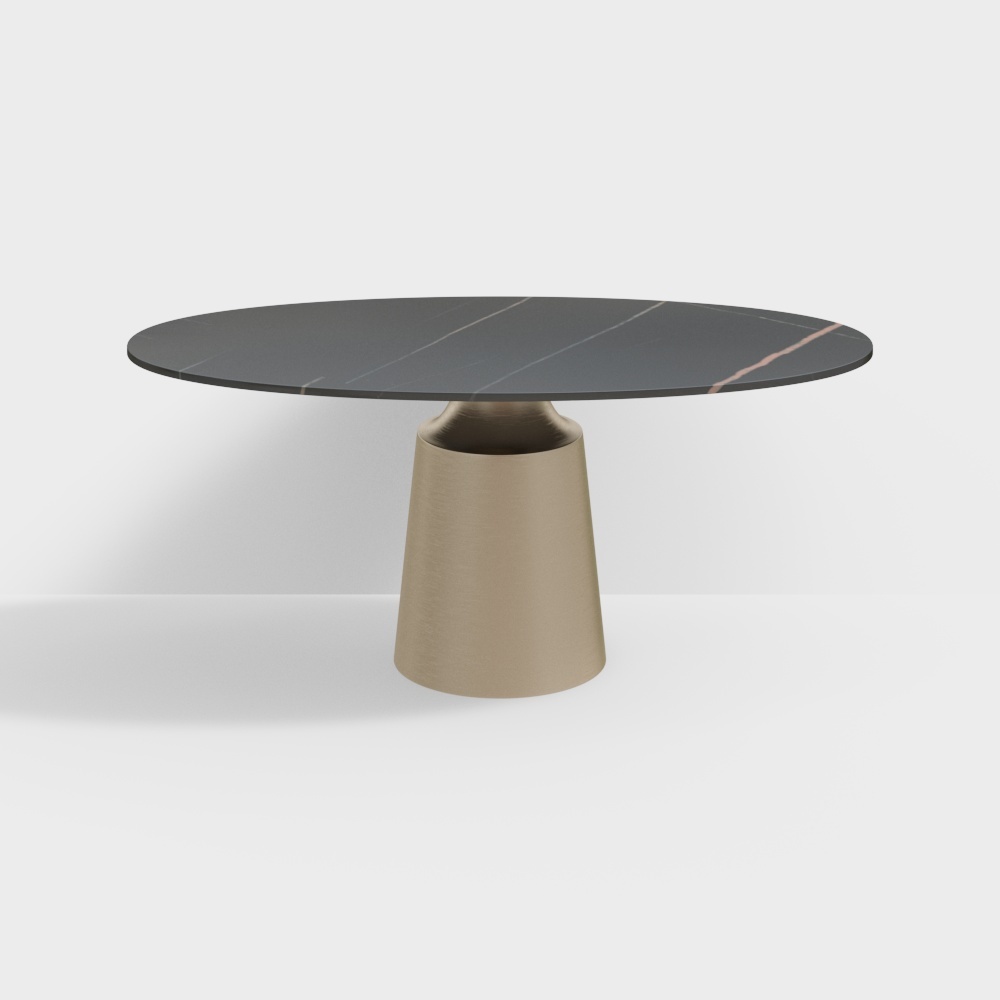 63" Modern Oval Sintered Stone Dining Table with Bronze Carbon Steel Base