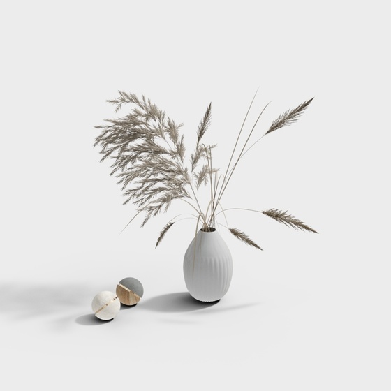 Gray Wabi-Sabi Ornaments 3D Model for Natural Decor