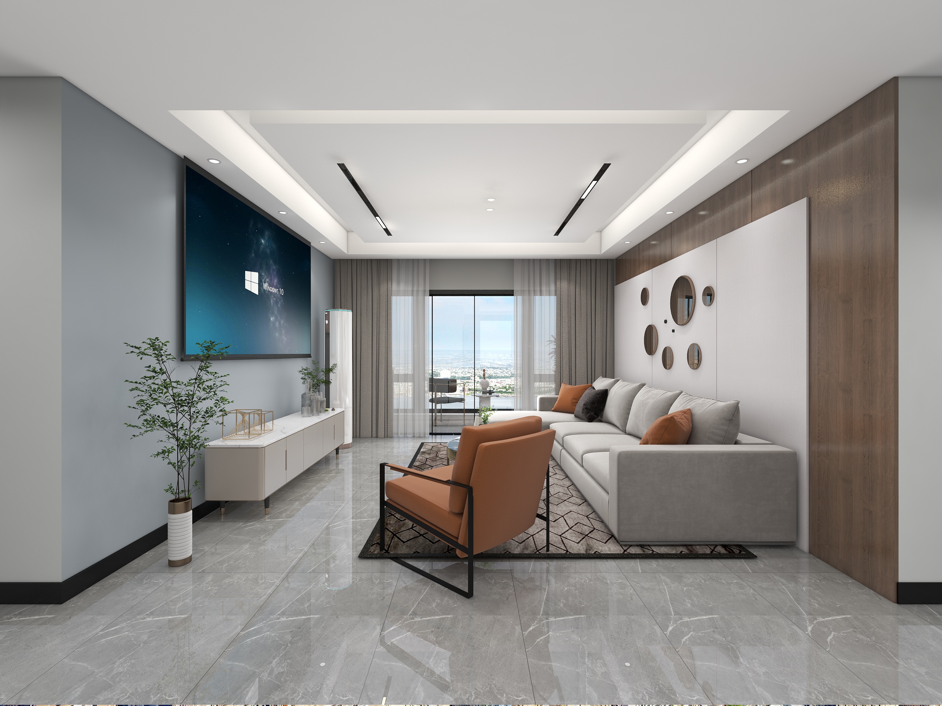 天决-邯郸柴姐130㎡户型现代简约效果图-装修设计方案