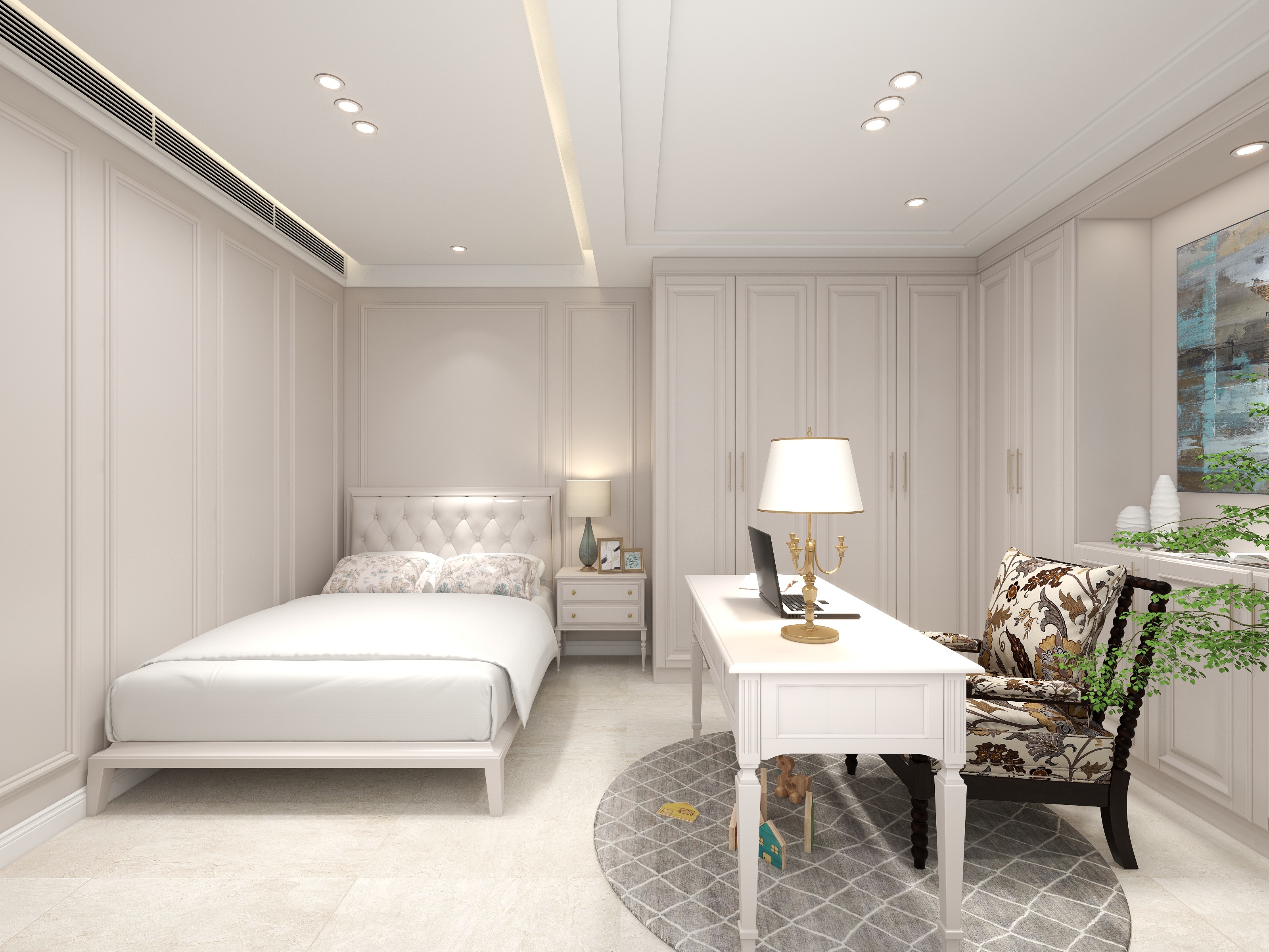 陈辉-300平方现代美式别墅二层次卧装修效果图第5张