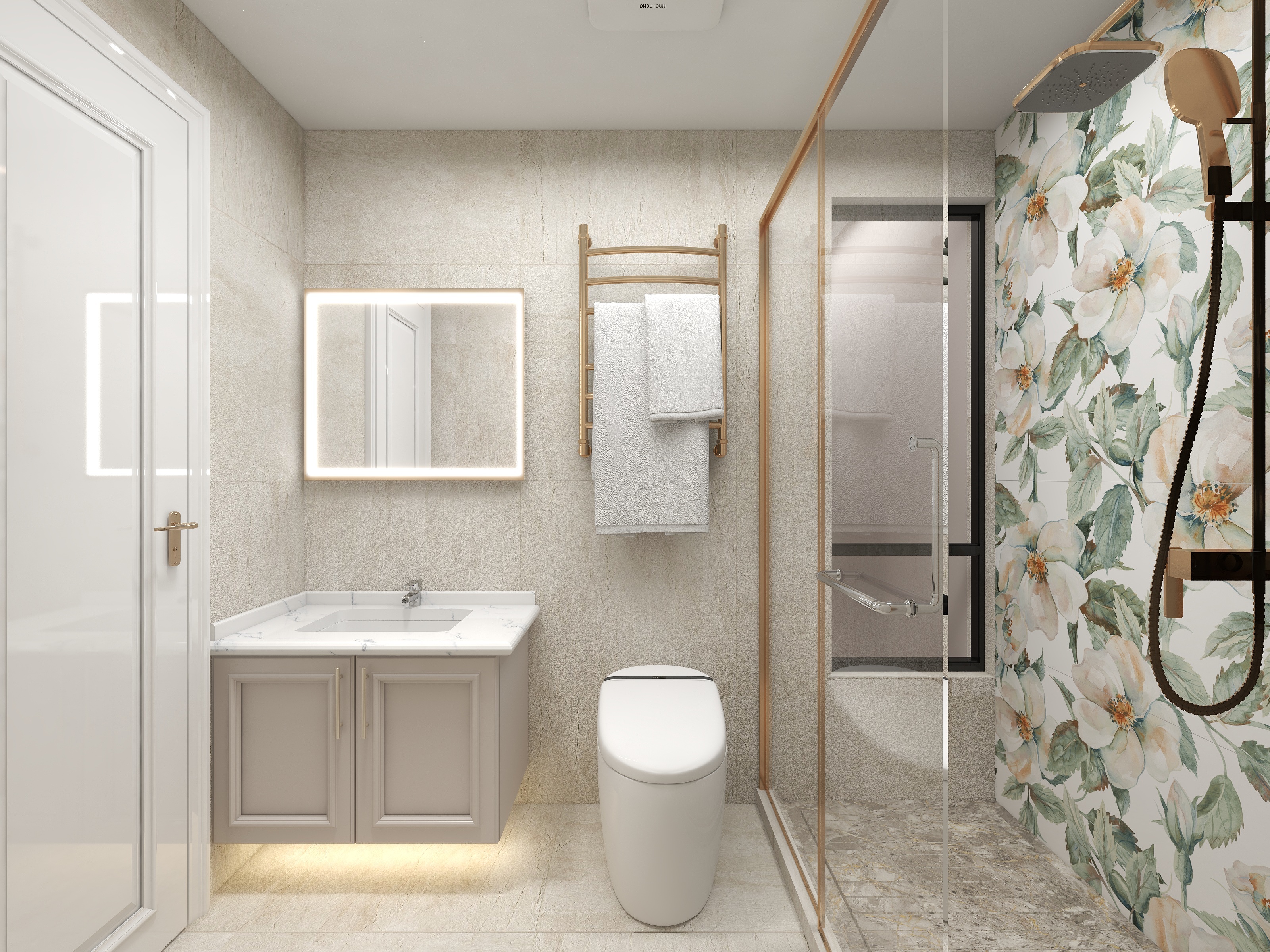 陈辉-300平方现代美式别墅二层卫生间装修效果图第1张