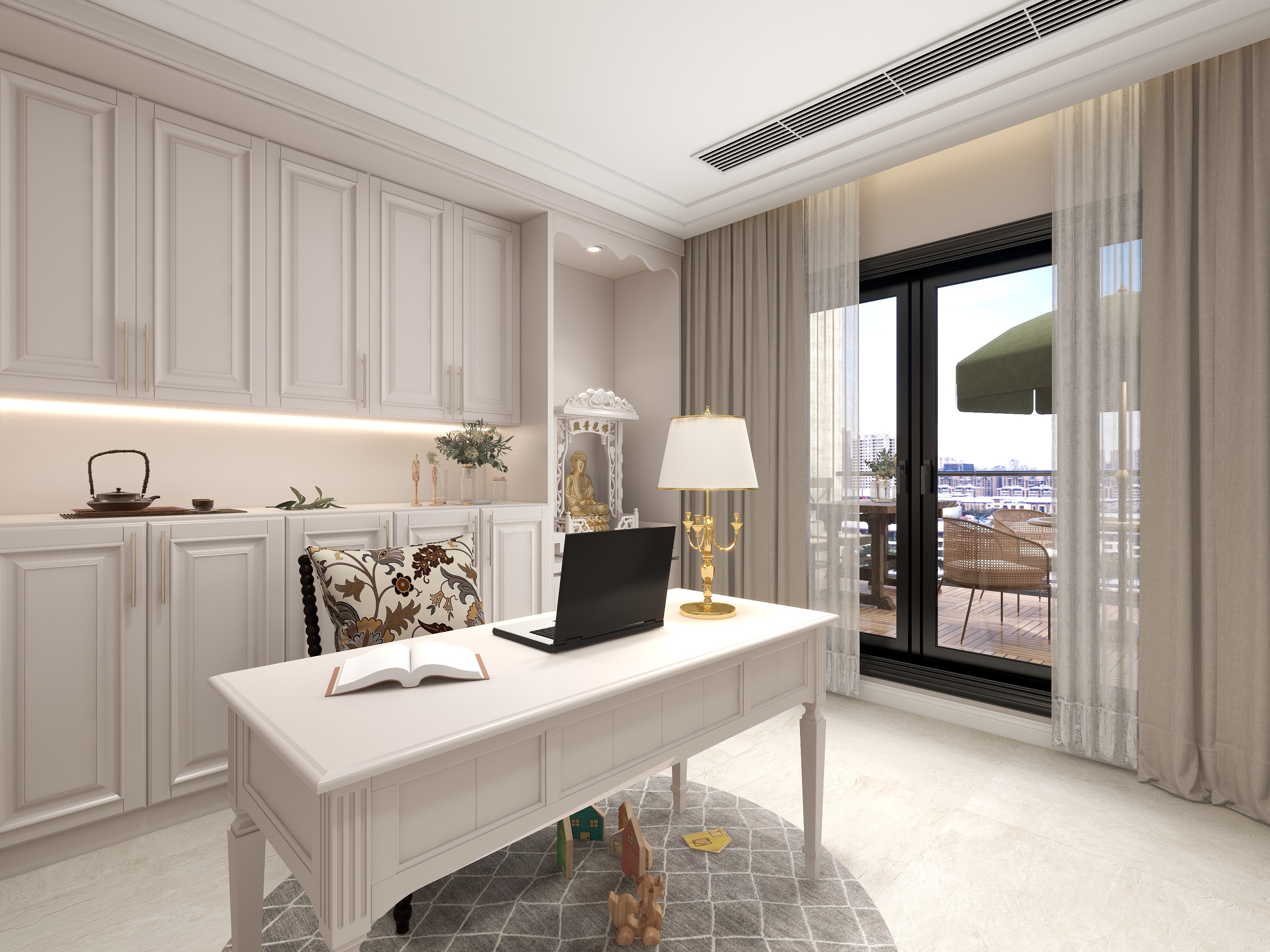 陈辉-300平方现代美式别墅三层书房装修效果图第3张