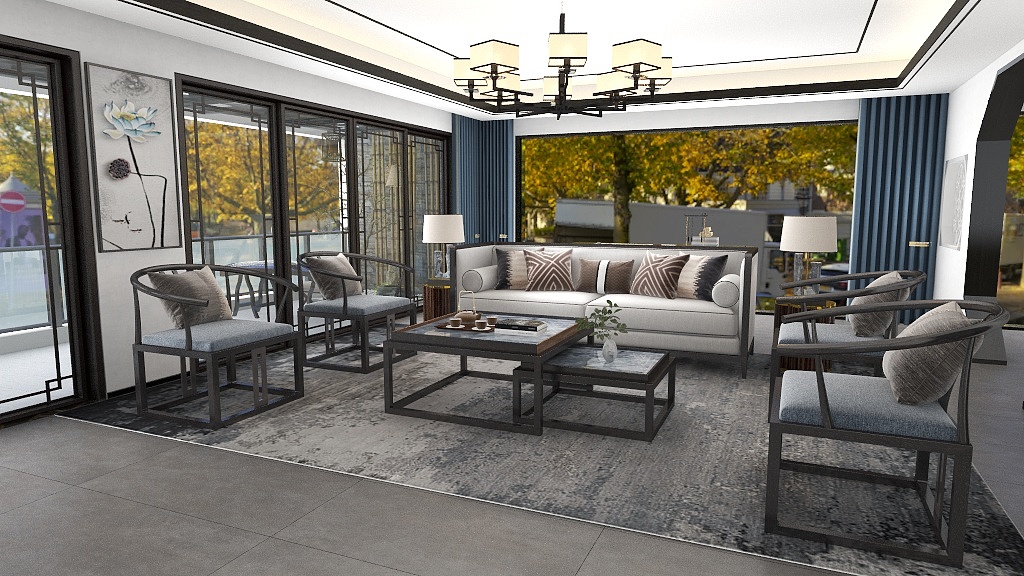 hua****g-模板副本-中式风格客餐厅设计-装修设计方案