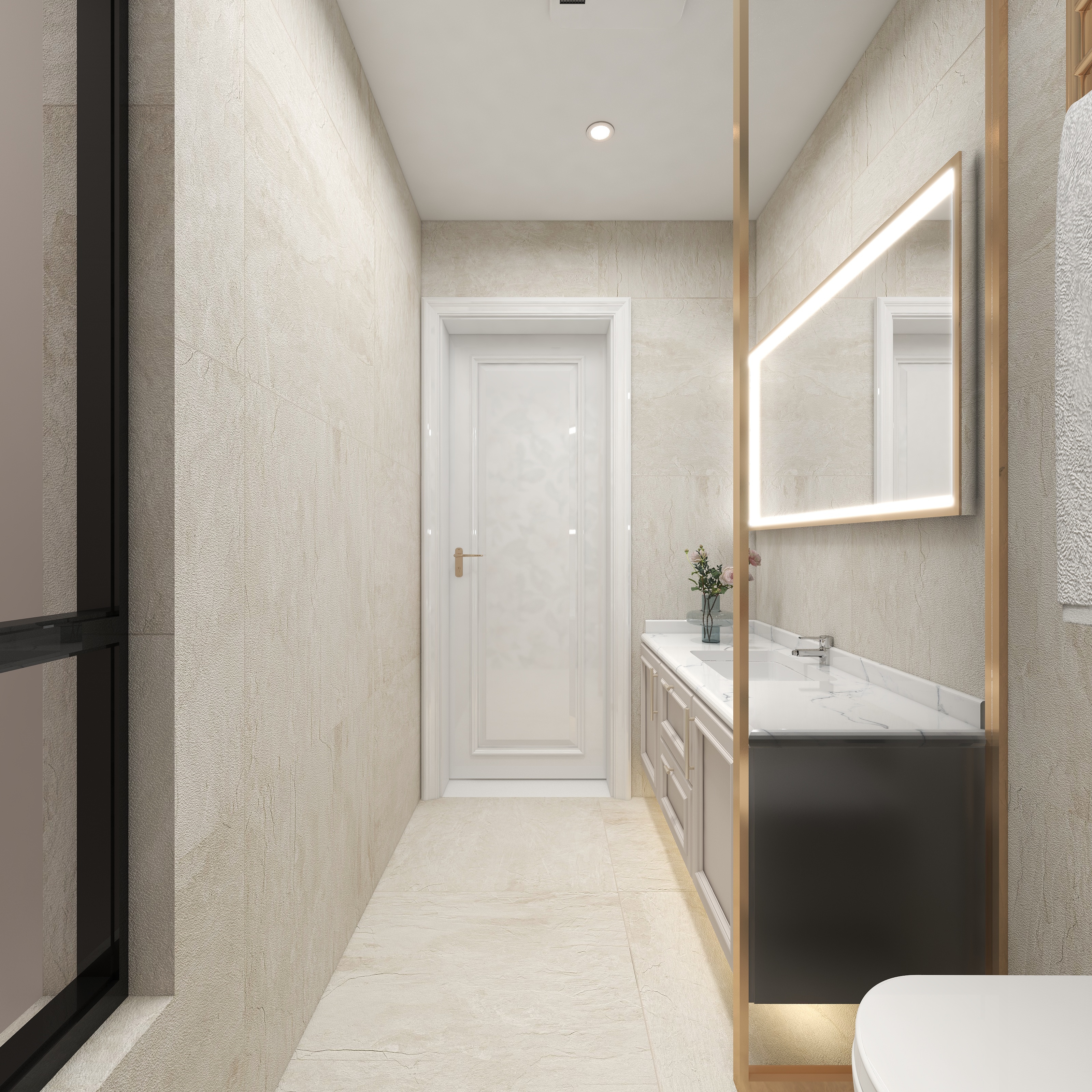 陈辉-300平方现代美式别墅一层卫生间装修效果图第2张