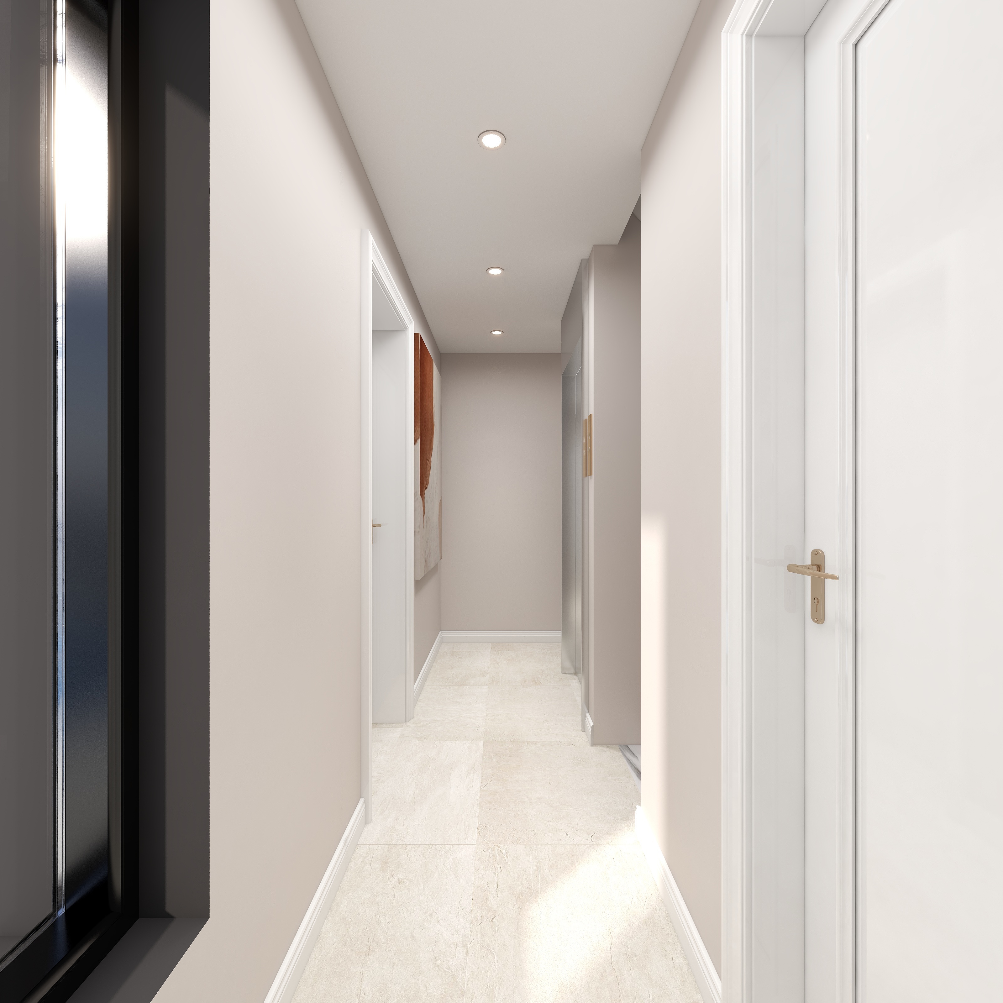 陈辉-300平方现代美式别墅二层楼梯间装修效果图第1张