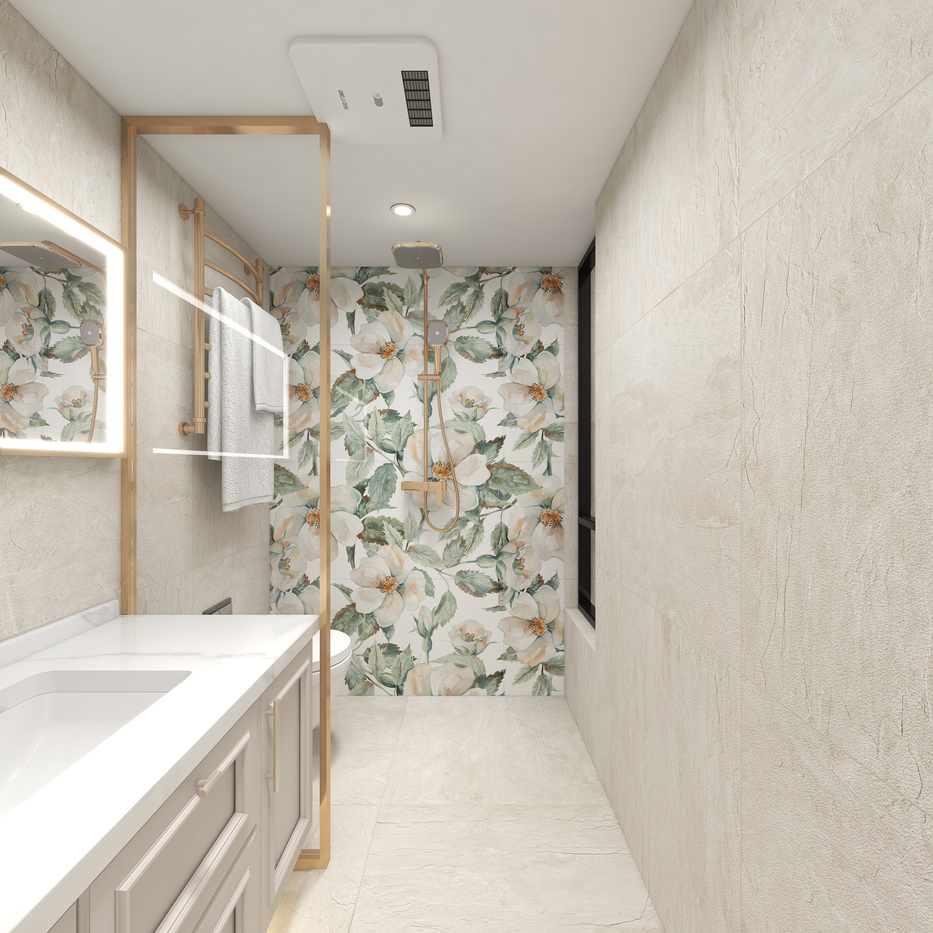 陈辉-300平方现代美式别墅地下第二层卫生间装修效果图第2张